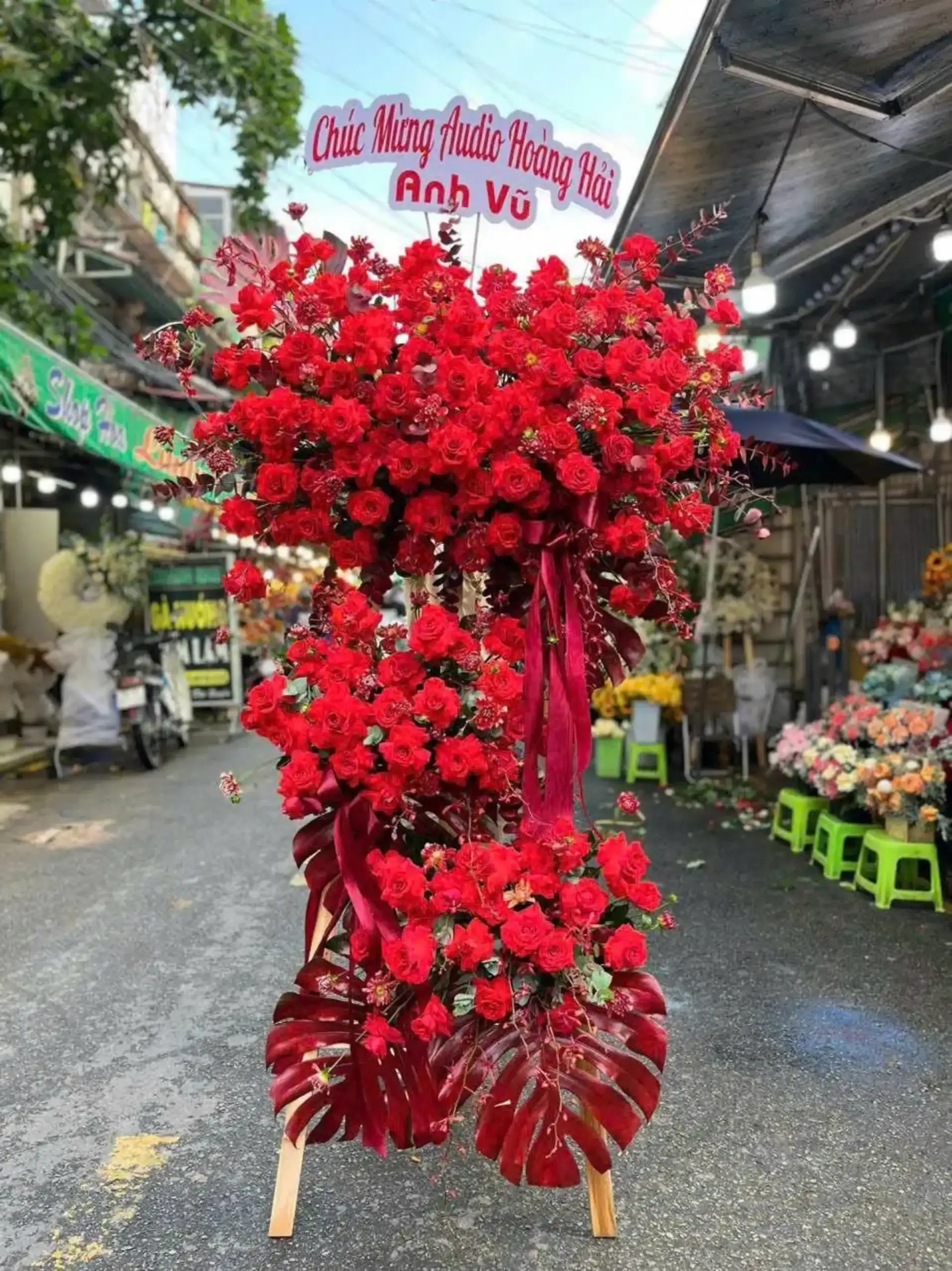 Kệ Hoa Khai Trương Hưng Thịnh Vinh Quang - DVKT360 1 kệ hoa khai trương hưng thịnh vinh quang