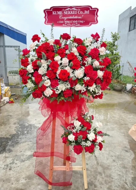 lẵng hoa chúc mừng tiền tài như nước